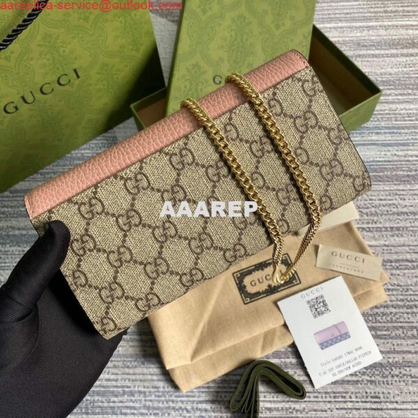 Replica Gucci 546585 GG Marmont Chain Wallet Pink 3