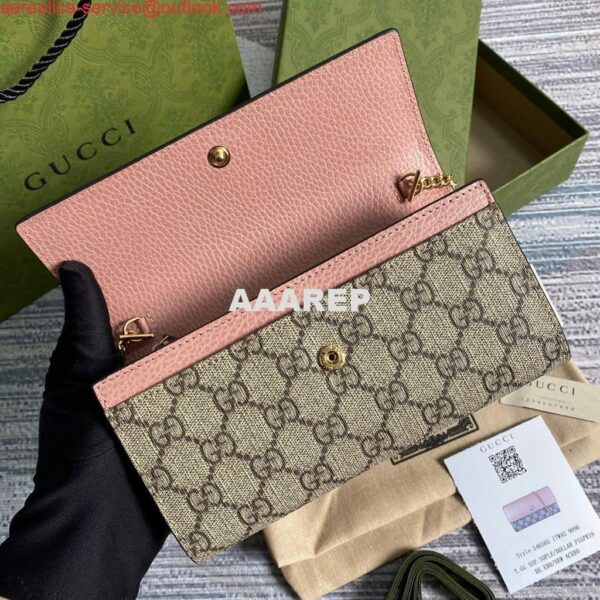 Replica Gucci 546585 GG Marmont Chain Wallet Pink 7