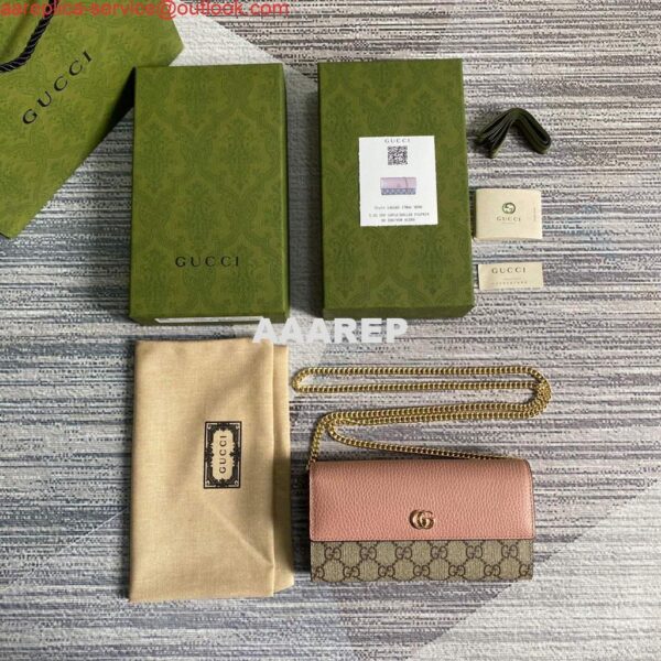 Replica Gucci 546585 GG Marmont Chain Wallet Pink 10