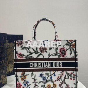 Replica Dior Book Tote bag in White Multicolor Dior Petites Fleurs Emb 2