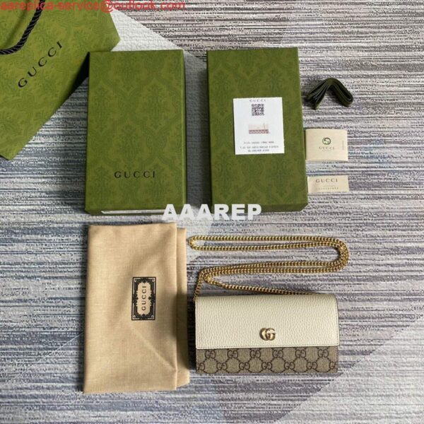 Replica Gucci 546585 GG Marmont Chain Wallet White 10