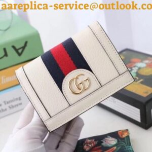 Replica Gucci Web Ophidia Card Case Wallet 523155 Leather White 2019 delihang-9061516 2