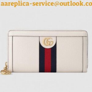 Replica Gucci Web Ophidia Zip Around Wallet 523154 Leather White 2019