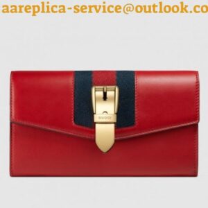 Replica Gucci Web Sylvie Leather Continental Wallet 476084 Red 2017 DLX-791803