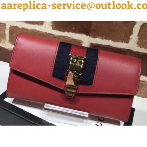 Replica Gucci Web Sylvie Leather Continental Wallet 476084 Red 2017 DLX-791803 2