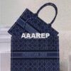 Replica Dior Book Tote Blue D-Stripes Embroidery Canvas Bag