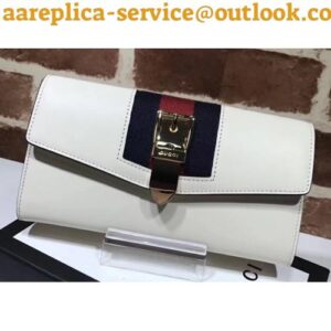 Replica Gucci Web Sylvie Leather Continental Wallet 476084 White 2017 2