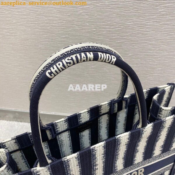 Replica Dior Book Tote Blue D-Stripes Embroidery Canvas Bag 5