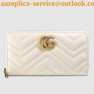 Replica Gucci White GG Marmont Zip Around Wallet