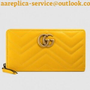 Replica Gucci Yellow GG Marmont Zip Around Wallet