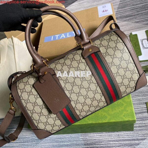 Replica Gucci 645017 GG Small Duffel Bag With Web Brown 6