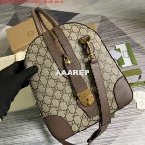 Replica Gucci 645021 GG Duffle Bag With Web Leather Brown 2