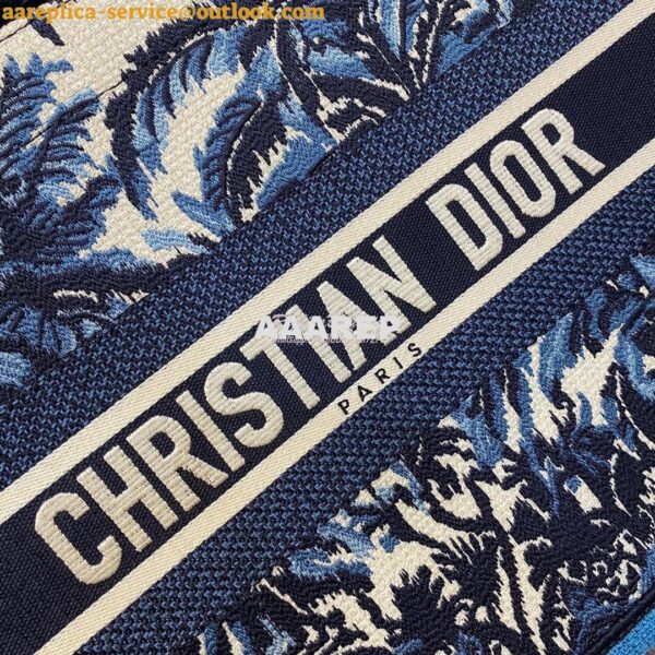 Replica Dior Book Tote Blue Dior Palms Embroidery Canvas Bag 13