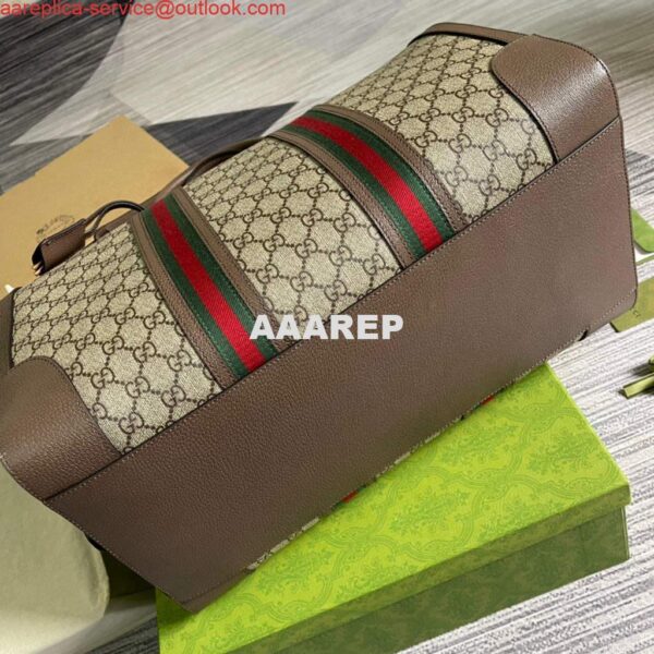 Replica Gucci 645021 GG Duffle Bag With Web Leather Brown 9