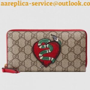 Replica Gucci Zip Around Wallet In Embroidered Heart And Snake