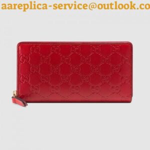 Replica Gucci Zip Around Wallet In Red Guccissima Leather