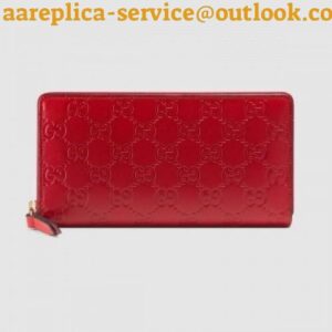 Replica Gucci Zip Around Wallet In Red Guccissima Leather 2