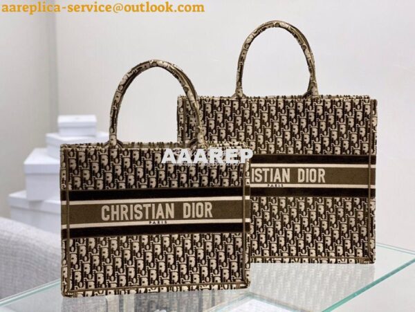 Replica Dior Book Tote Brown Cannage Embroidered Velvet M1286 3