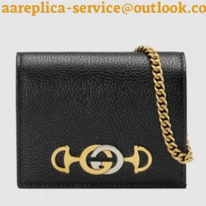 Replica Gucci Zumi Grainy Leather Card Case Wallet 570660 Black 2019 delihang-9052321