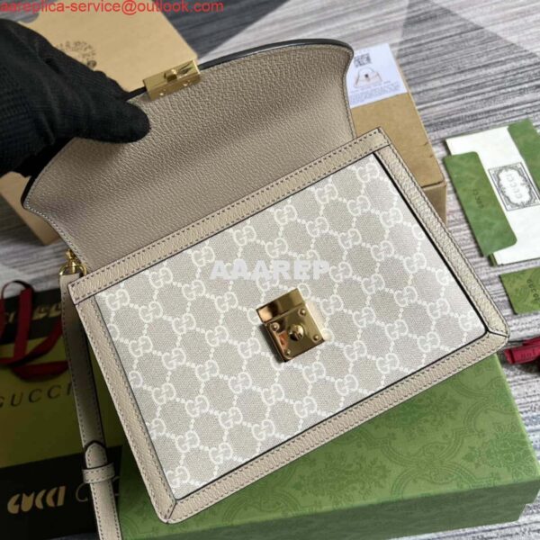 Replica Gucci 651055 Ophidia GG small top handle bag Beige and white 8