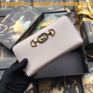 Replica Gucci Zumi Grainy Leather Zip Around Wallet 570661 White 2