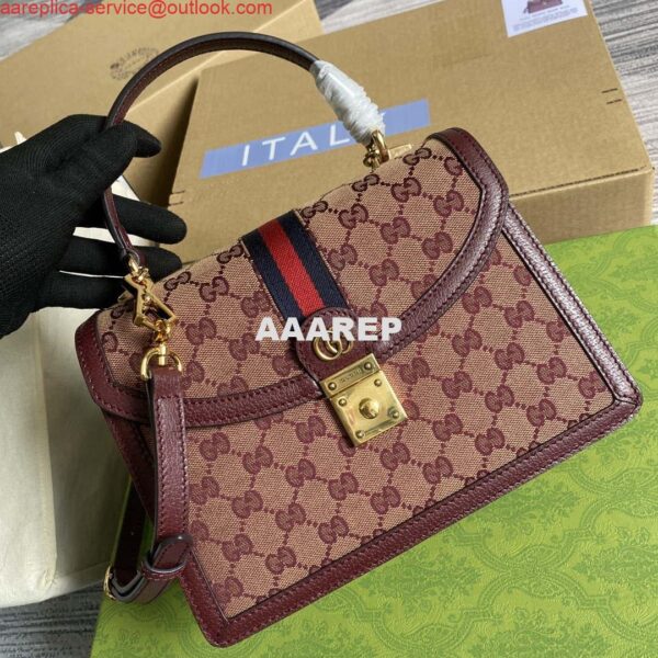 Replica Gucci 651055 Ophidia GG small top handle bag Wine Red 5