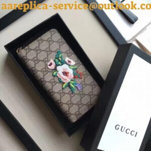 Replica Gucci GG Supreme Floral Zip Around Wallet 2