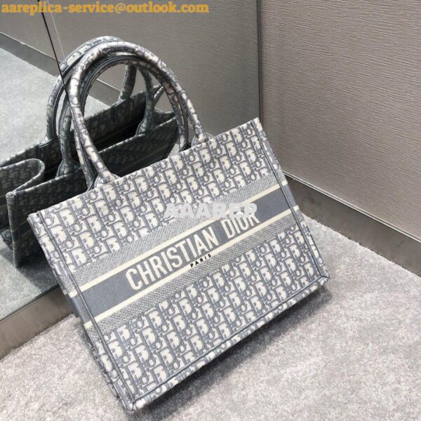 Replica Dior Book Tote Grey Oblique Embroidered Canvas Bag M1286 5