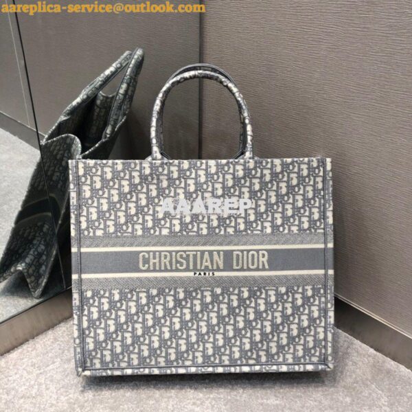 Replica Dior Book Tote Grey Oblique Embroidered Canvas Bag M1286 8