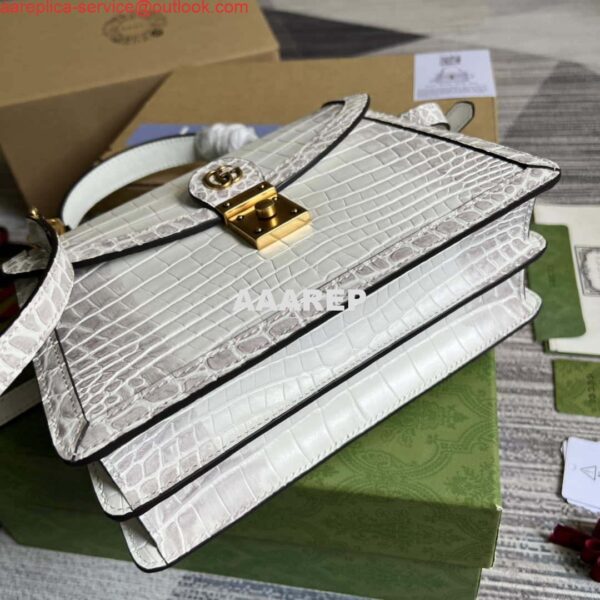 Replica Gucci 651055 Ophidia GG small top handle Crocodile Leather bag White 7