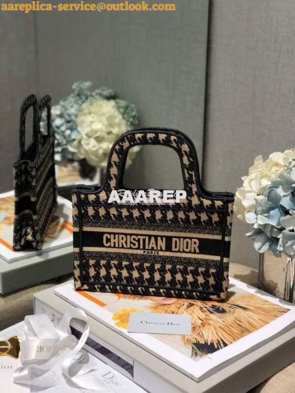 Replica Dior Book Tote in Beige Houndstooth Embroidery M1271 3