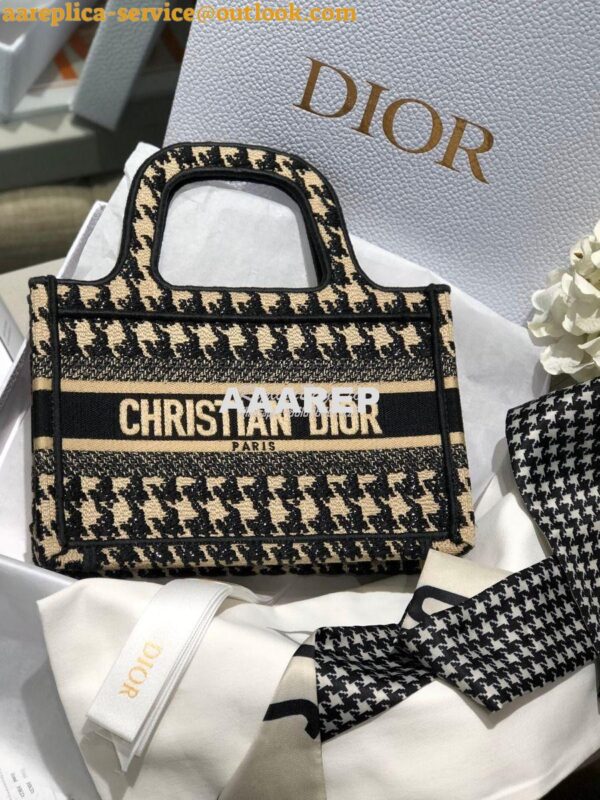 Replica Dior Book Tote in Beige Houndstooth Embroidery M1271 4