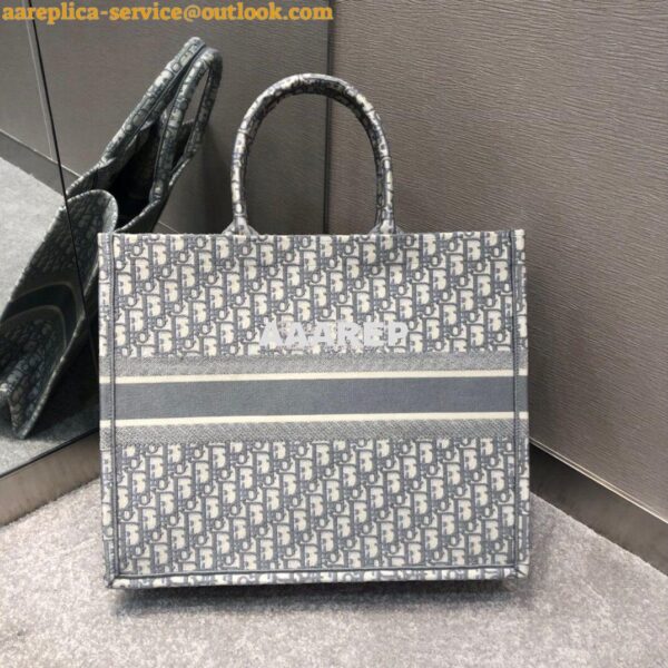 Replica Dior Book Tote Grey Oblique Embroidered Canvas Bag M1286 18