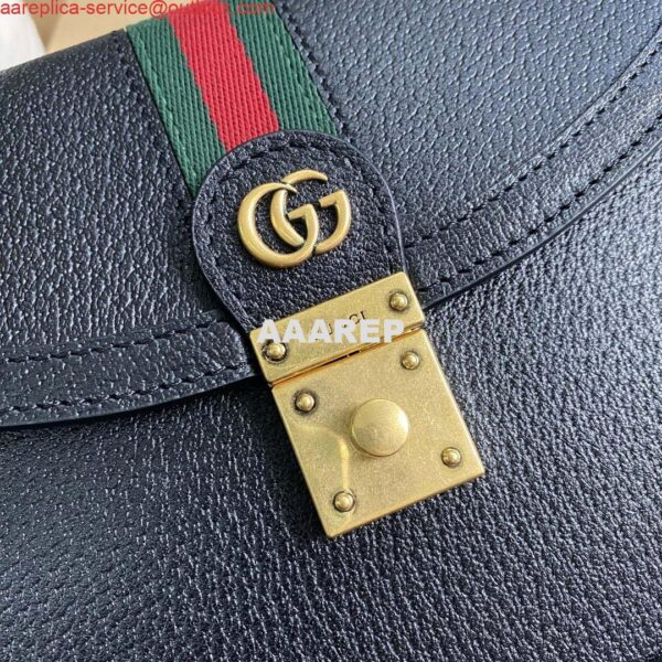 Replica Gucci 651055 Ophidia GG small top handle Leather bag Black 7