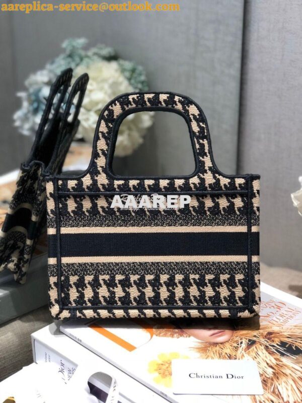 Replica Dior Book Tote in Beige Houndstooth Embroidery M1271 13