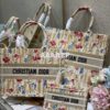 Replica Dior Book Tote in Beige Houndstooth Embroidery M1271