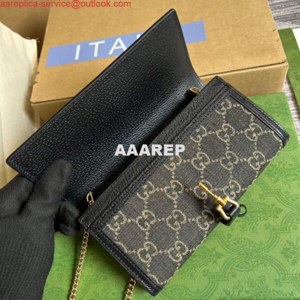 Replica Gucci 652681 Jackie 1961 GG Chain Wallet Black 8