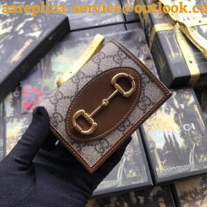 Replica Gucci Horsebit 1955 Brown Card Case Wallet 2