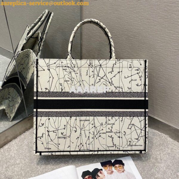 Replica Dior Book Tote M1286 Latte Multicolor Dior Zodiac Embroidery 9