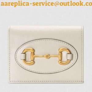 Replica Gucci Horsebit 1955 Card Case Wallet In White Calfskin