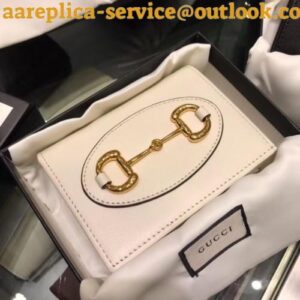 Replica Gucci Horsebit 1955 Card Case Wallet In White Calfskin 2