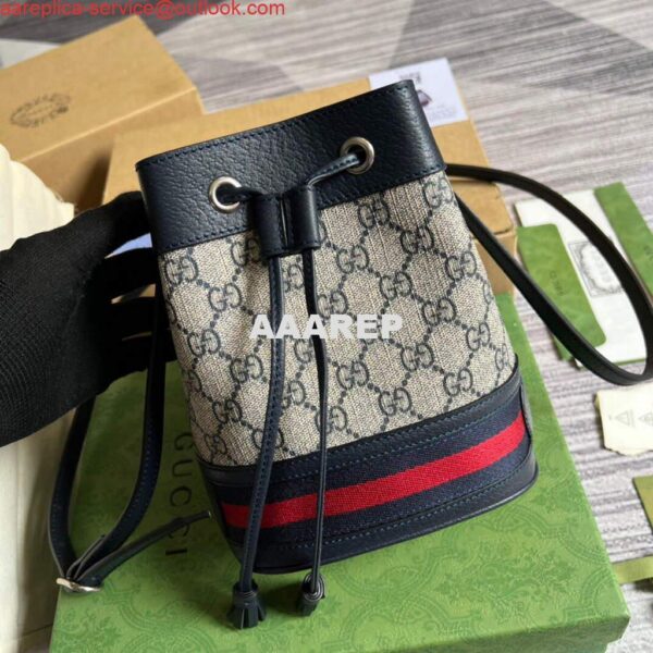 Replica Gucci 550620 Ophidia Mini GG Bucket Bag Beige Blue 5