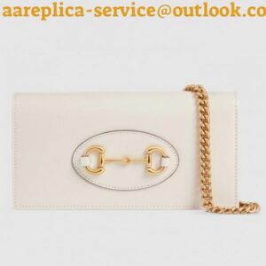 Replica Gucci Horsebit 1955 Wallet With Chain In White Leather