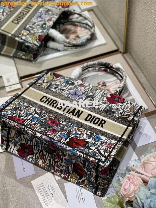 Replica Dior Book Tote M1286 Multicolor Mille Fleurs Embroidery 6