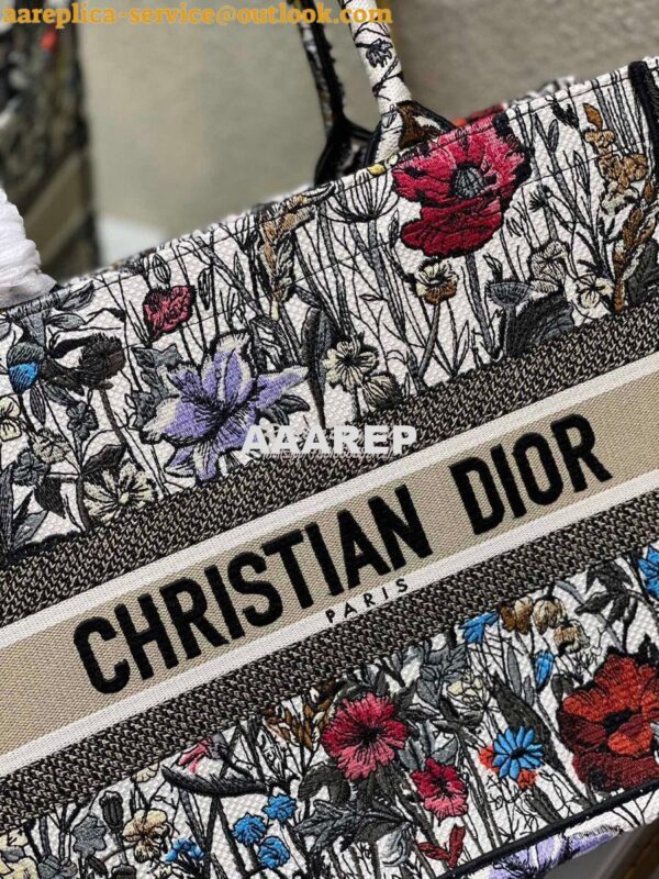 Replica Dior Book Tote M1286 Multicolor Mille Fleurs Embroidery 7