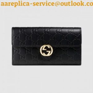 Replica Gucci Icon Continental Wallet In Black Guccissima Leather 2