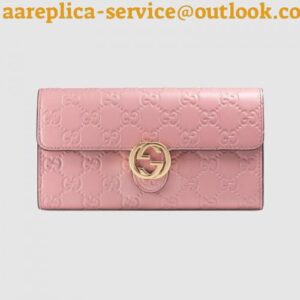 Replica Gucci Icon Continental Wallet In Pink Guccissima Leather