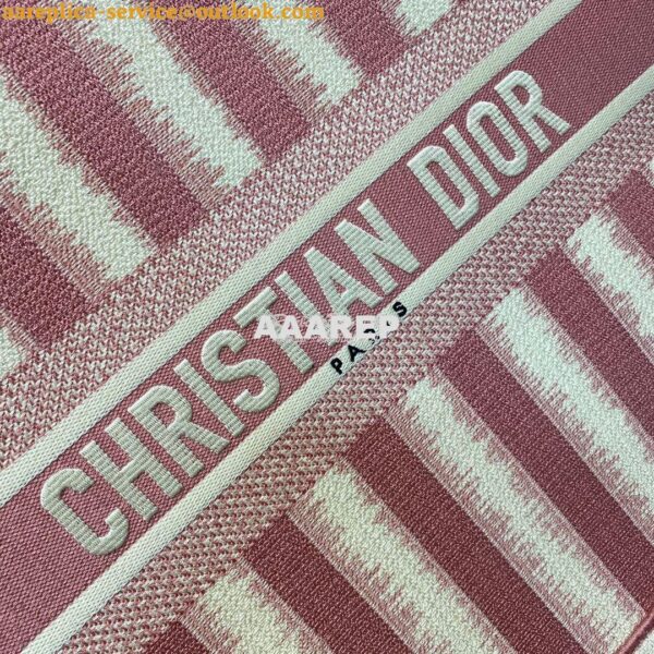 Replica Dior Book Tote Pink D-Stripes Embroidery Canvas Bag 6