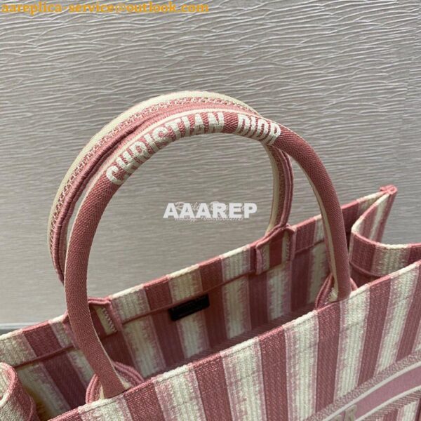 Replica Dior Book Tote Pink D-Stripes Embroidery Canvas Bag 8