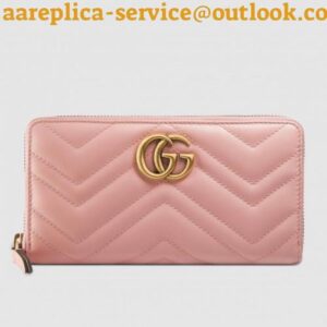 Replica Gucci Light Pink GG Marmont Zip Around Wallet